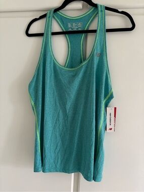 New Balance Teal Racerback Performance Tank with Lime Trim